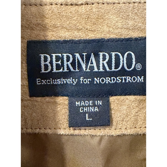 Bernardo Suede Jacket Women's Size Large Button Front Tan Fully Lined - Picture 5 of 14